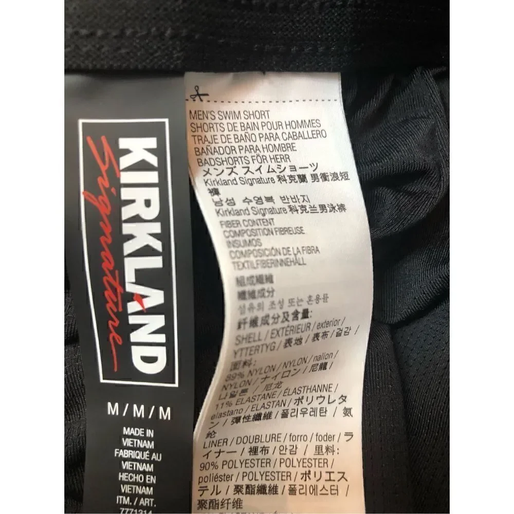 Kirkland’s black swim trunks